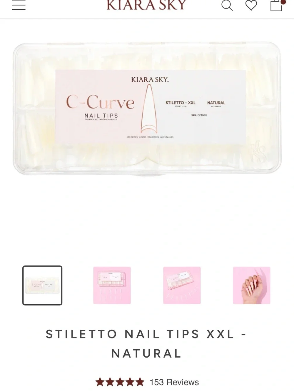 Kiara Sky Clear/White Stiletto-XXL Nail Tips Pack